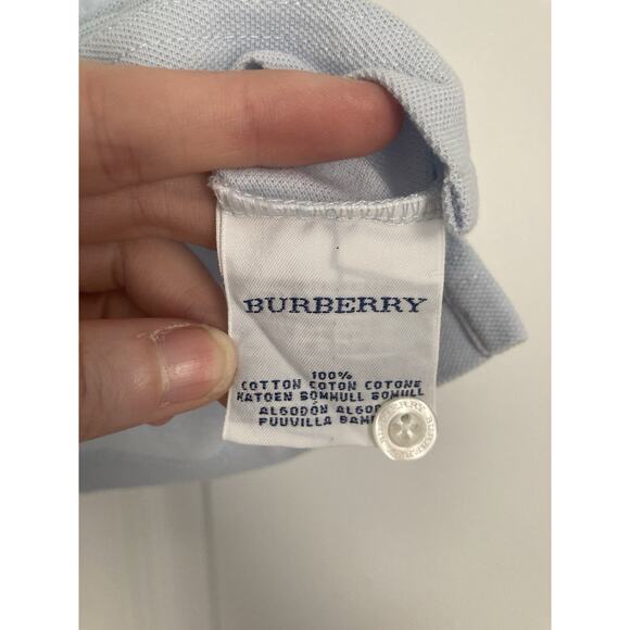 Women’s Burberry Golf Polo Shirt Large Light Powder Blue Pullover Vintage? Y2K - Picture 4 of 9